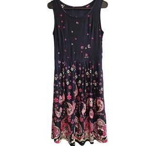 Reborn Women's Navy/White Floral Print‎ Dress Size M